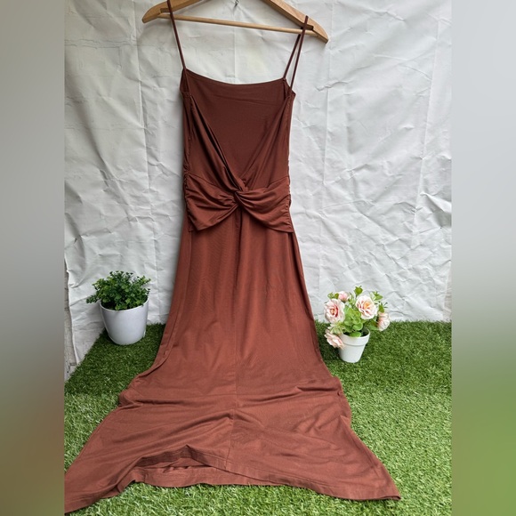 Reformation Hex Knit Dress Brown Size XS new without tags nice twist on back - Picture 7 of 11